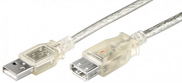 USB 2.0 Hi-Speed Verlängerungskabel 0,6m transparent